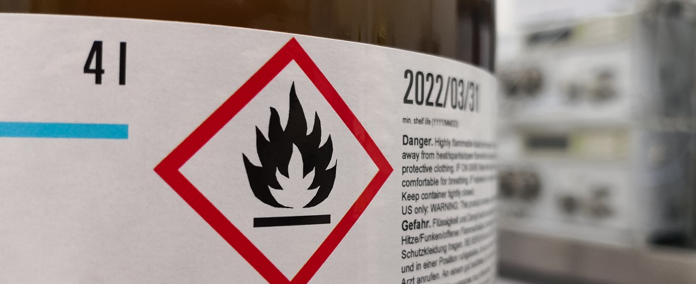 warning sign on hazardous material