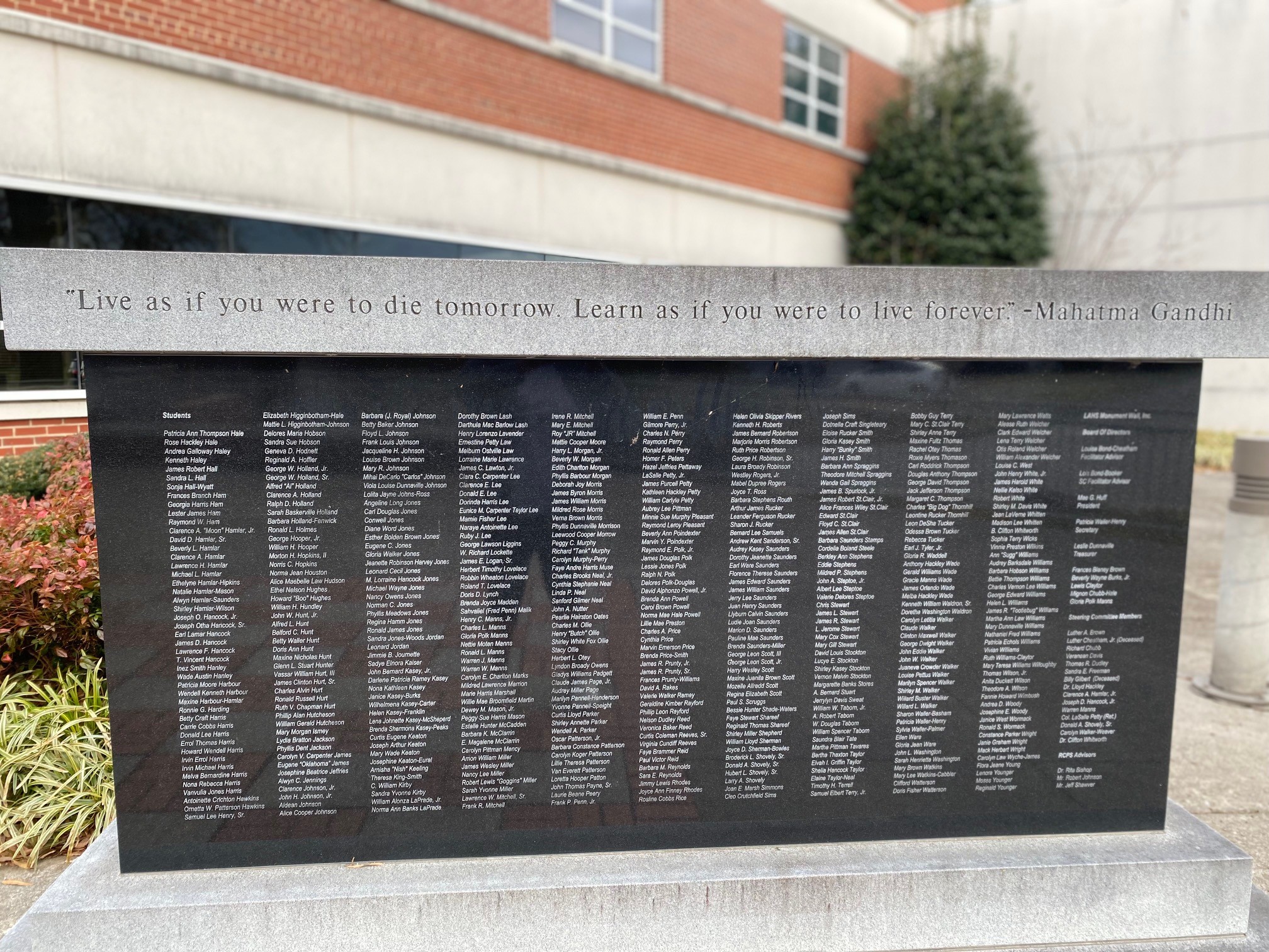 Lucy Addison Monument Wall - Ghandi Quote