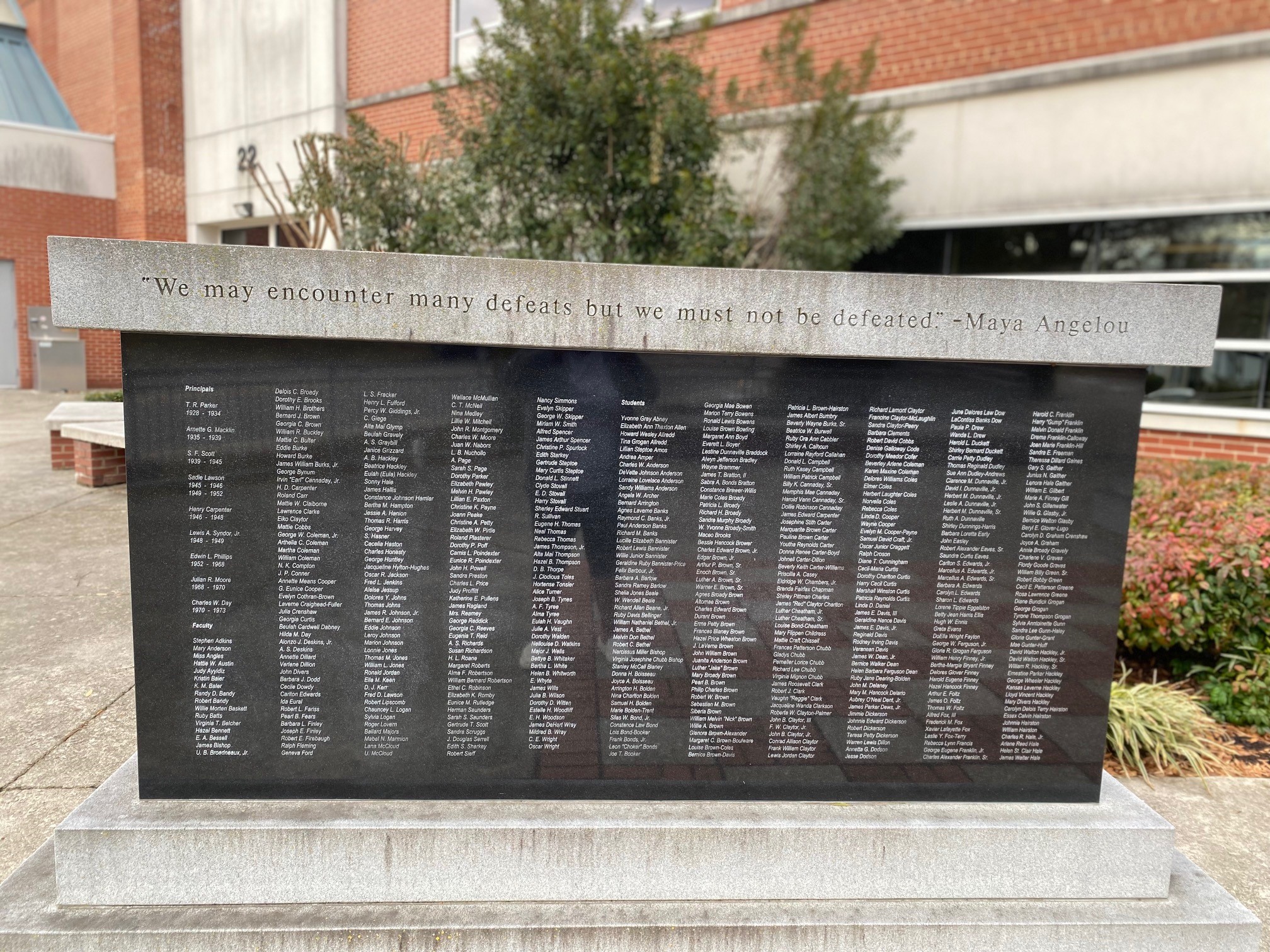 Lucy Addison Monument Wall - Maya Angelou Quote