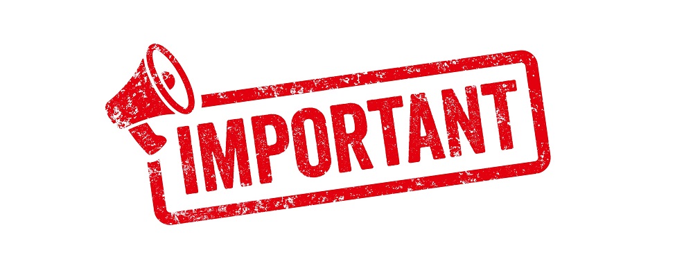 Megaphone with the word "important" in red
