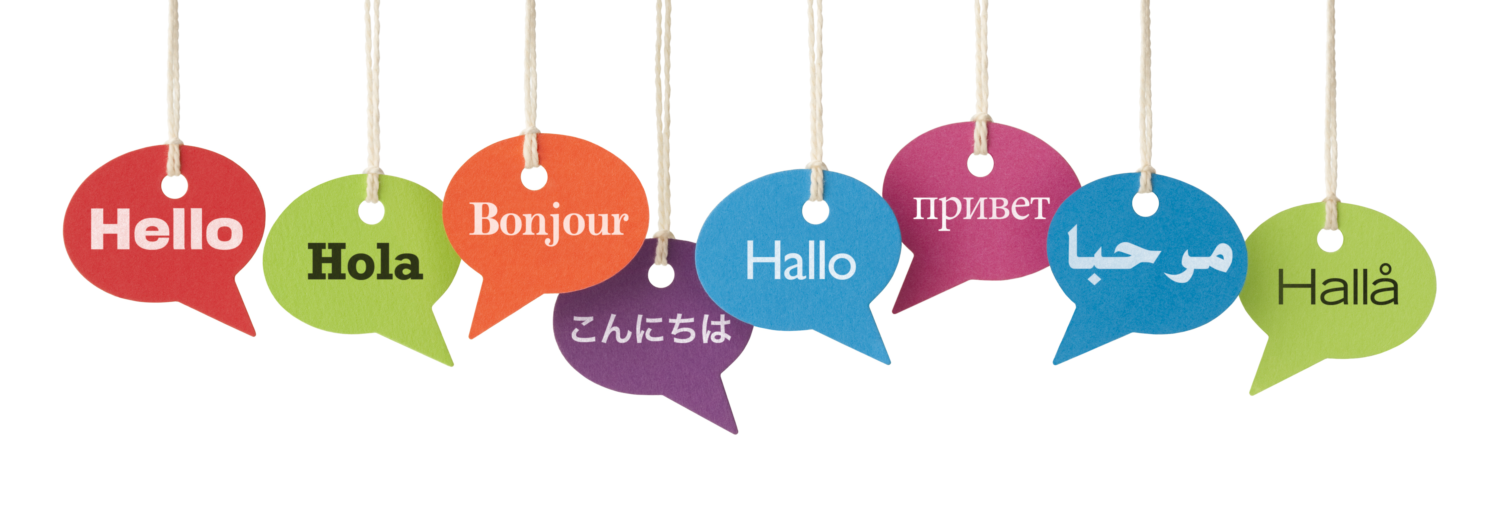 word bubbles saying "hello" in various languages