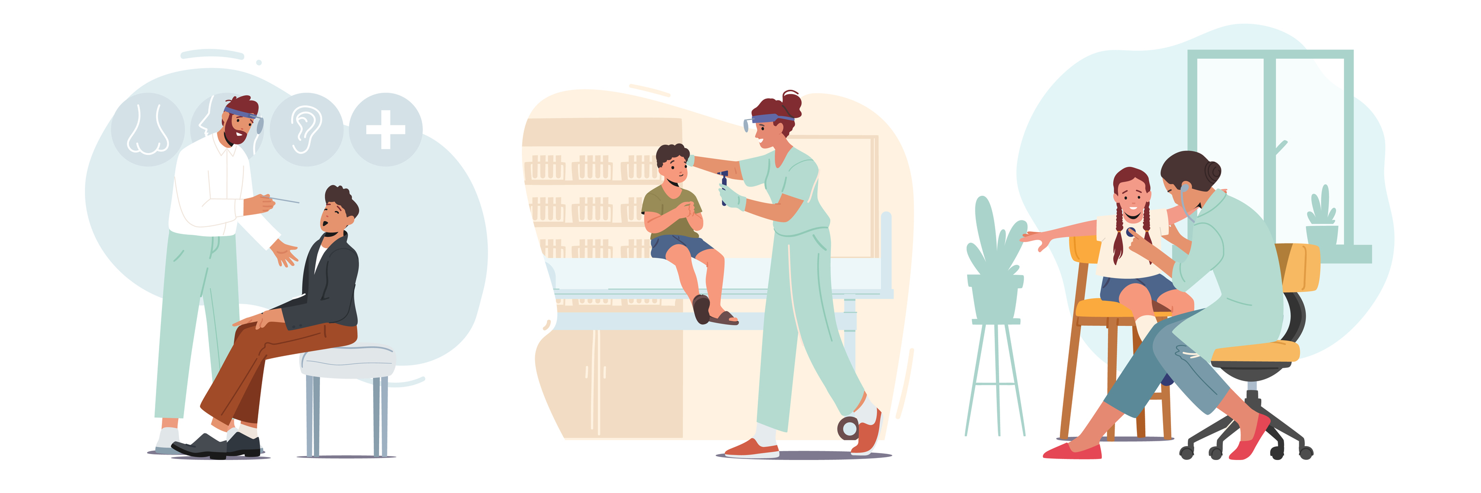 illustrations of kids with doctors