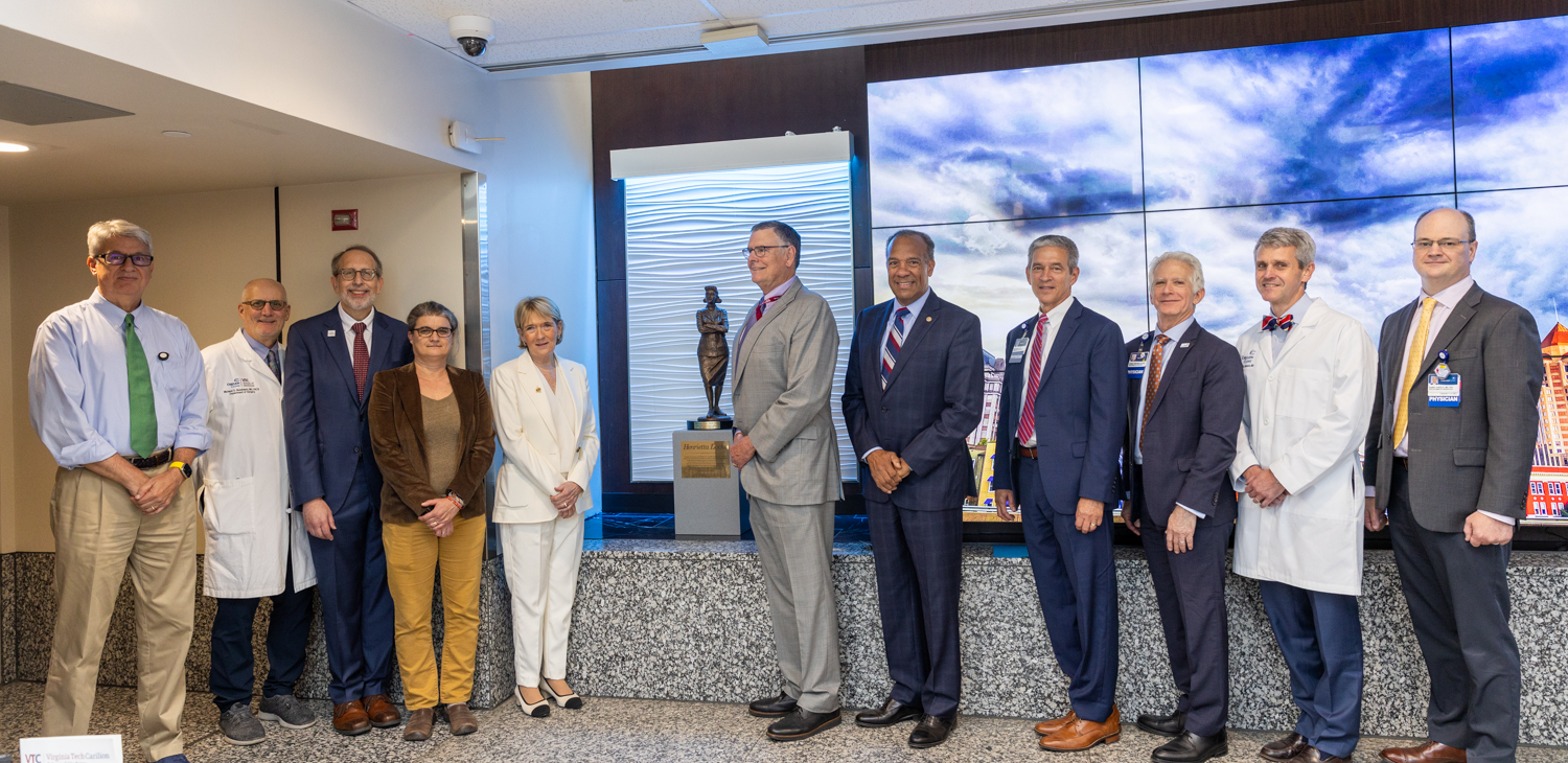 Carilion and VTC leaders gathered following the statue unveiling.
