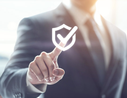 A illustration of a person selecting a symbol of protection.