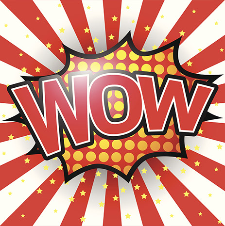 An impactful illustration featuring the text "Wow".