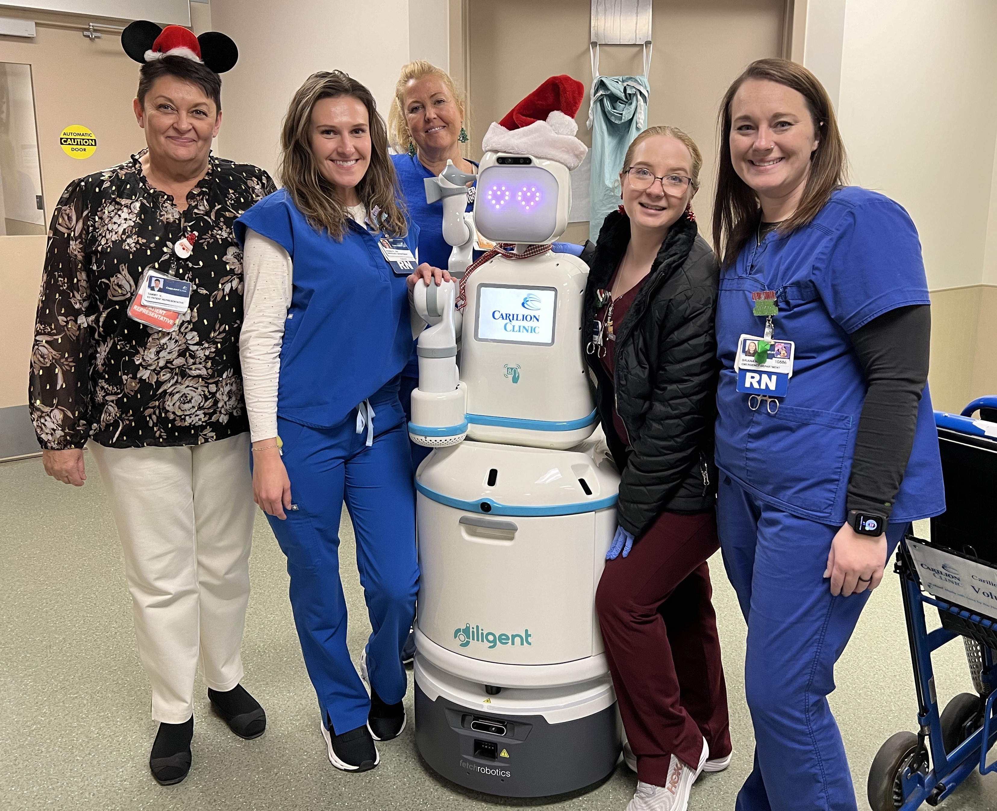CGCH ED staff meet one of the Moxi robots.