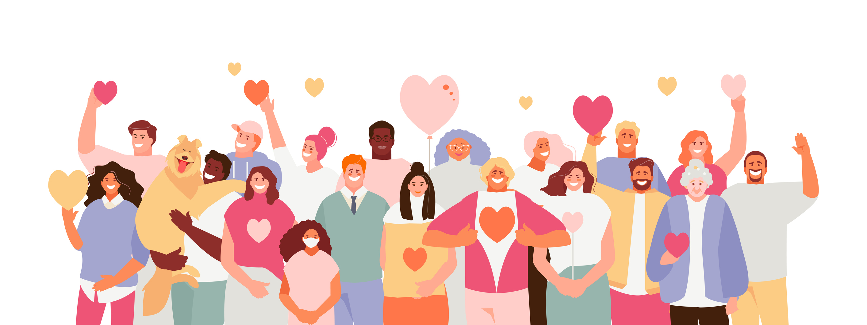 stock illustration of a group of happy people