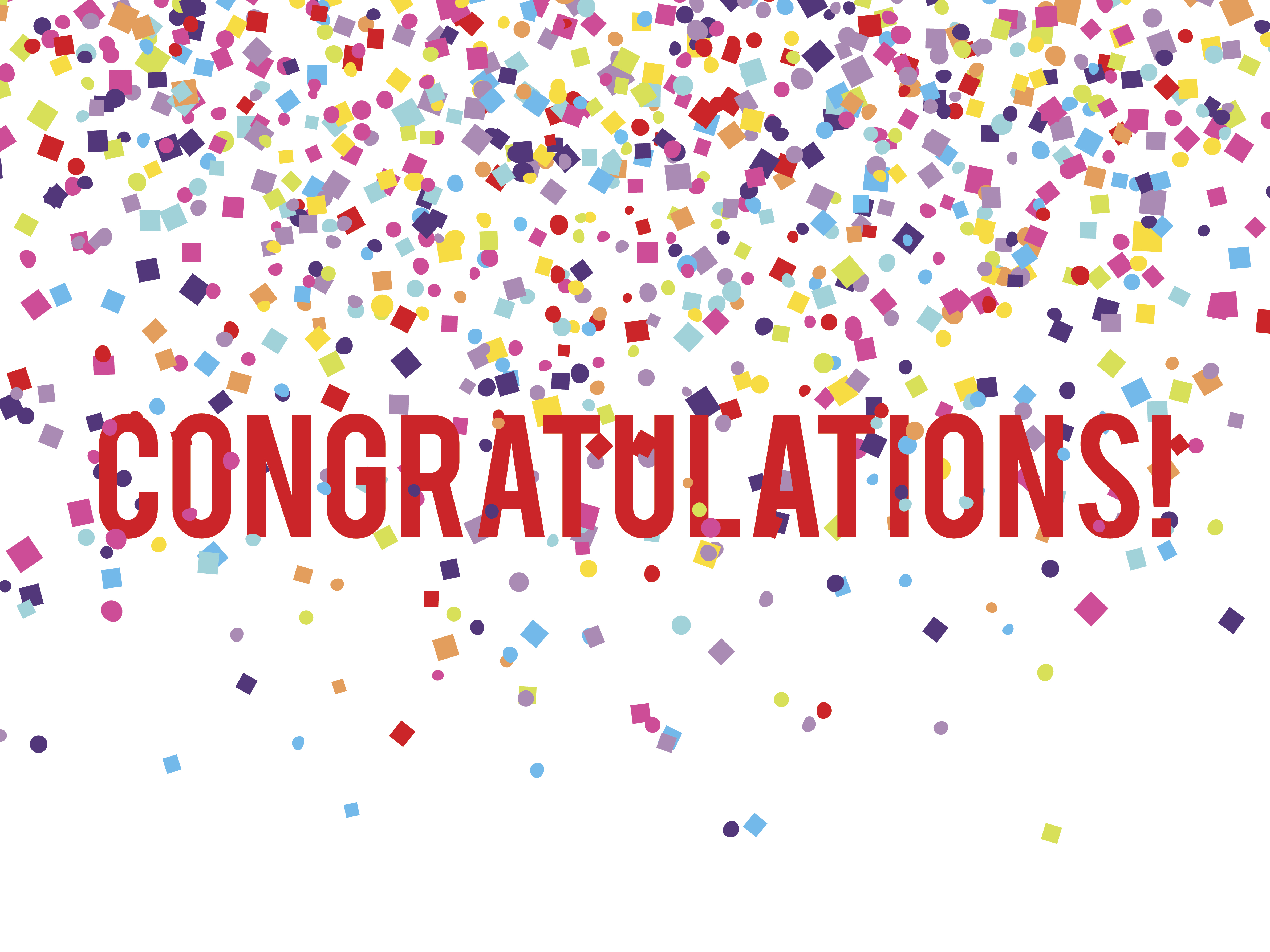 stock image of the word congratulations with colorful ticker tape