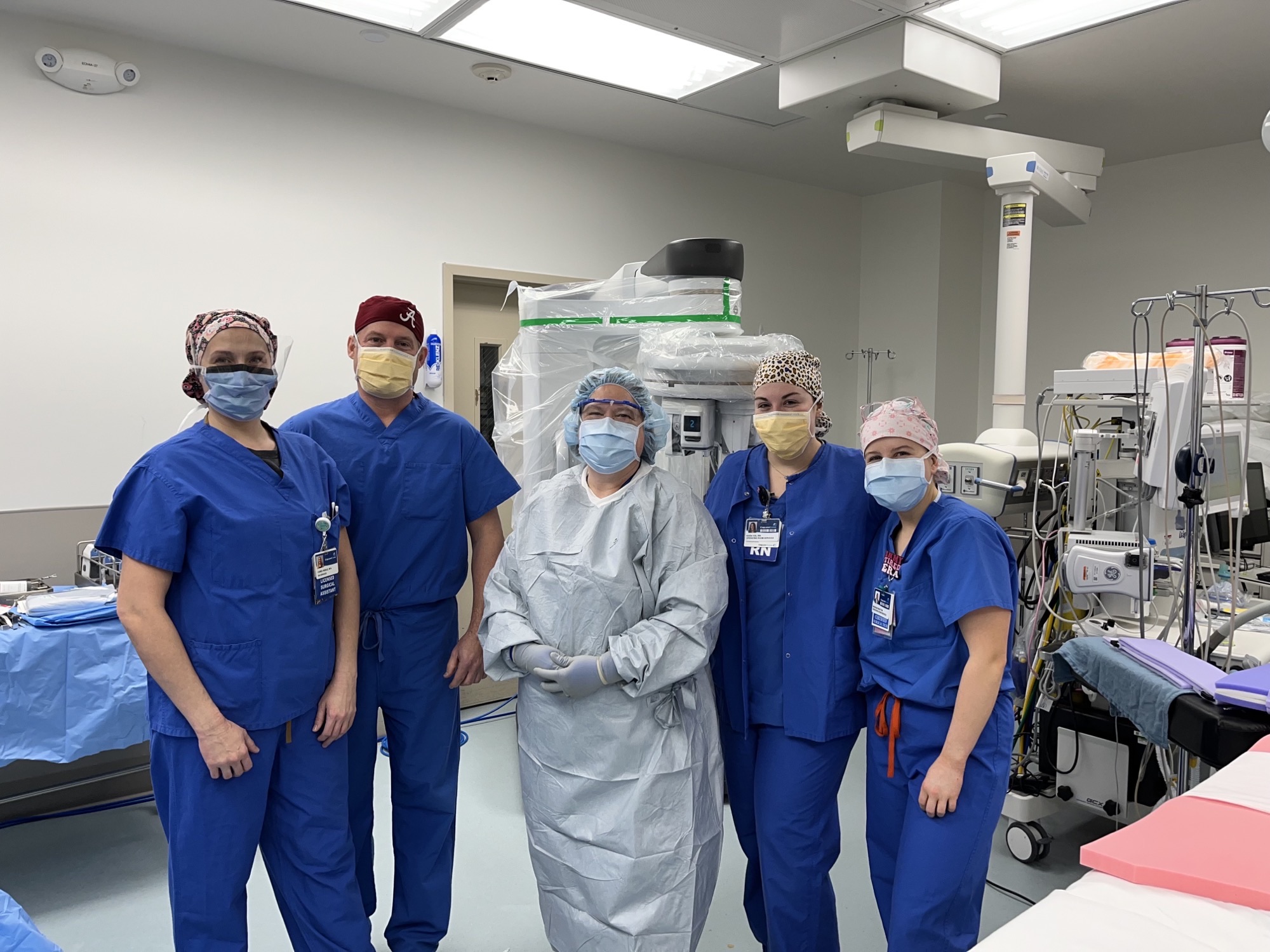 Coree Pienkowski SFA, Dr. Charles Daniel MD, Tami Jones ST, Kara Via RN, and Morgan Bratton RN (left to right)