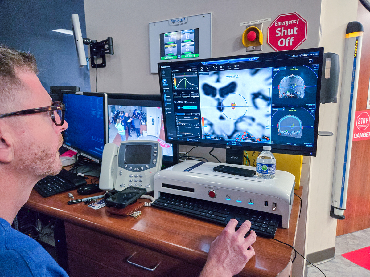 Dr. Mark Witcher reviews the MRI scan