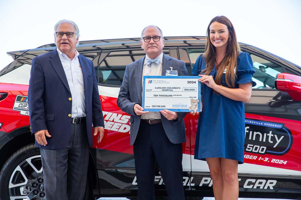 The NASCAR Foundation donated 40 stuffed bears along with bear houses, crayons and activity books. They also presented a gift of $10,000 to Carilion Children's Hospital.