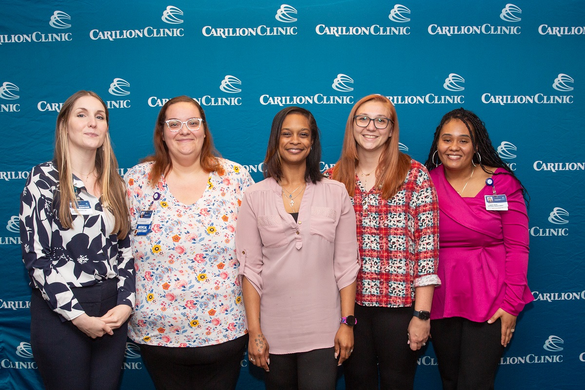 Second round YES participants: Laura Foretich, NRV Carilion Clinic Urology, Clinical Assistant, pursuing RN; Maxine Webb, Carilion Family Medicine - Roanoke & Salem, Certified Medical Assistant, pursuing RN; Siobhan King, Hospitalist Department, Healthcare Administrative Associate, pursuing Radiology Technology; Nataizsha Earnest, Inpatient Rehab Community Hospital, Patient Care Technician, pursuing RN; Jasmine Ware, CRMH Distribution Services, Materials Management Specialist, pursuing RN. 