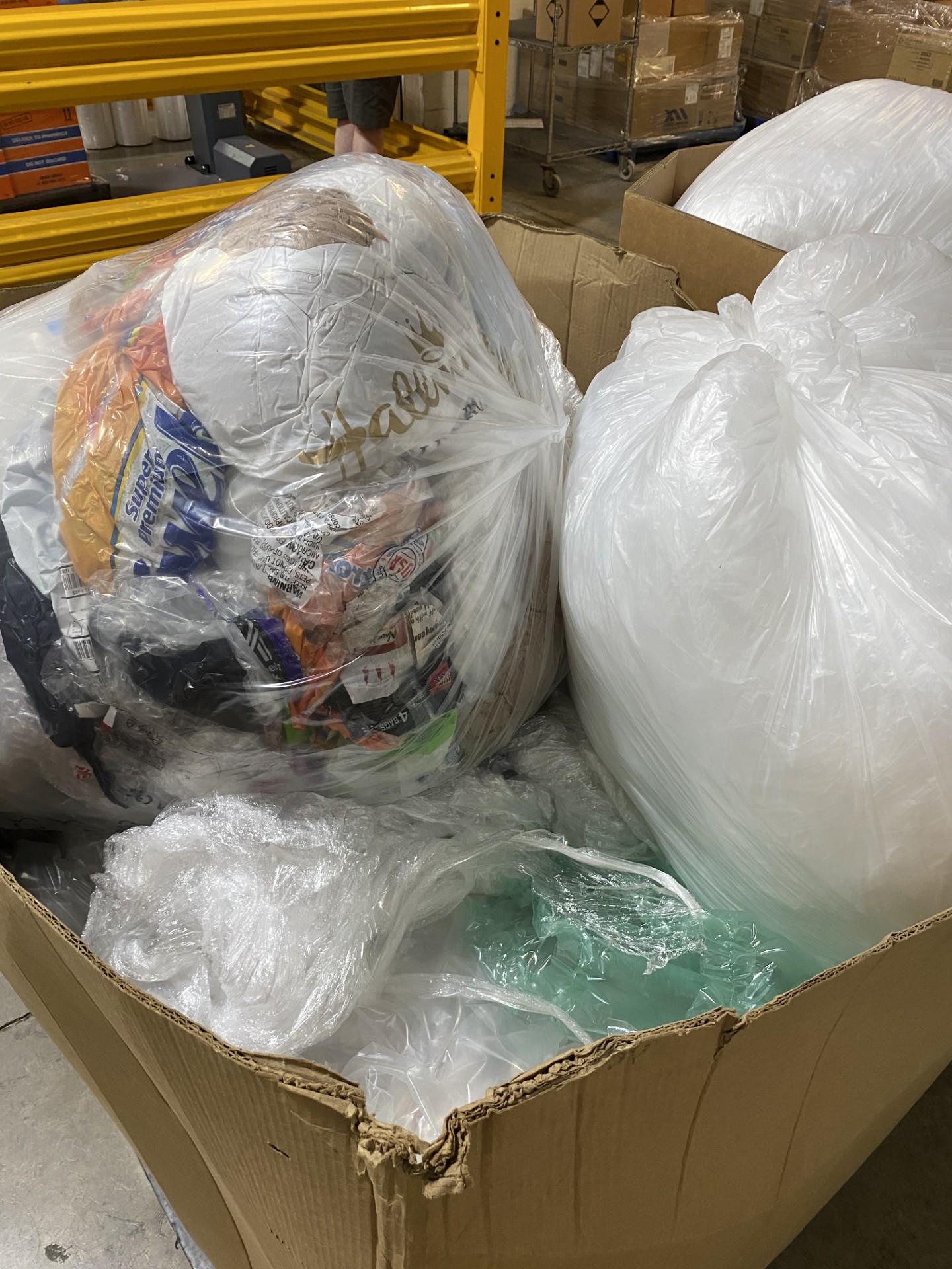 Plastic recycling in a bin