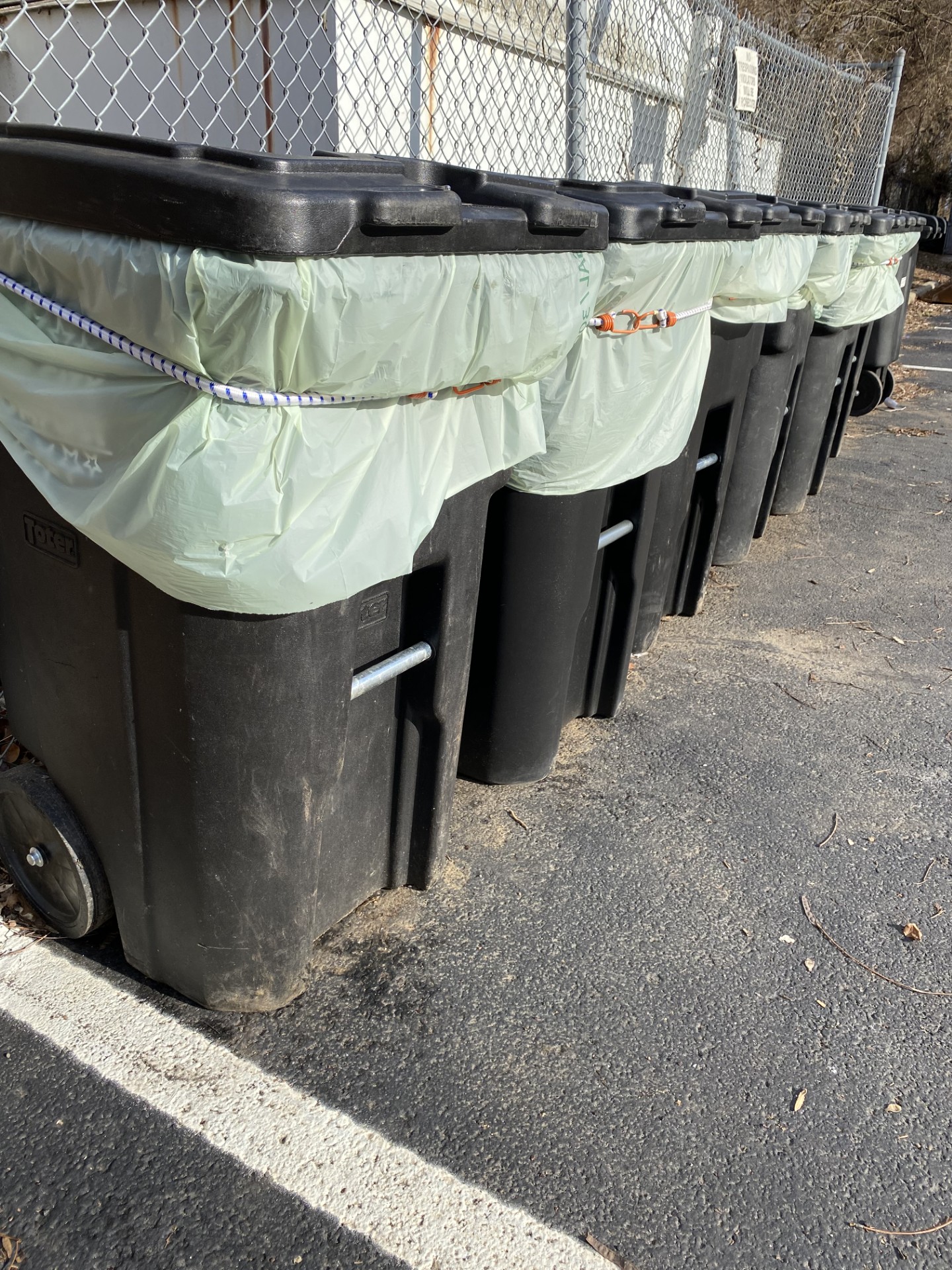 Recycling bins behind the culinary center
