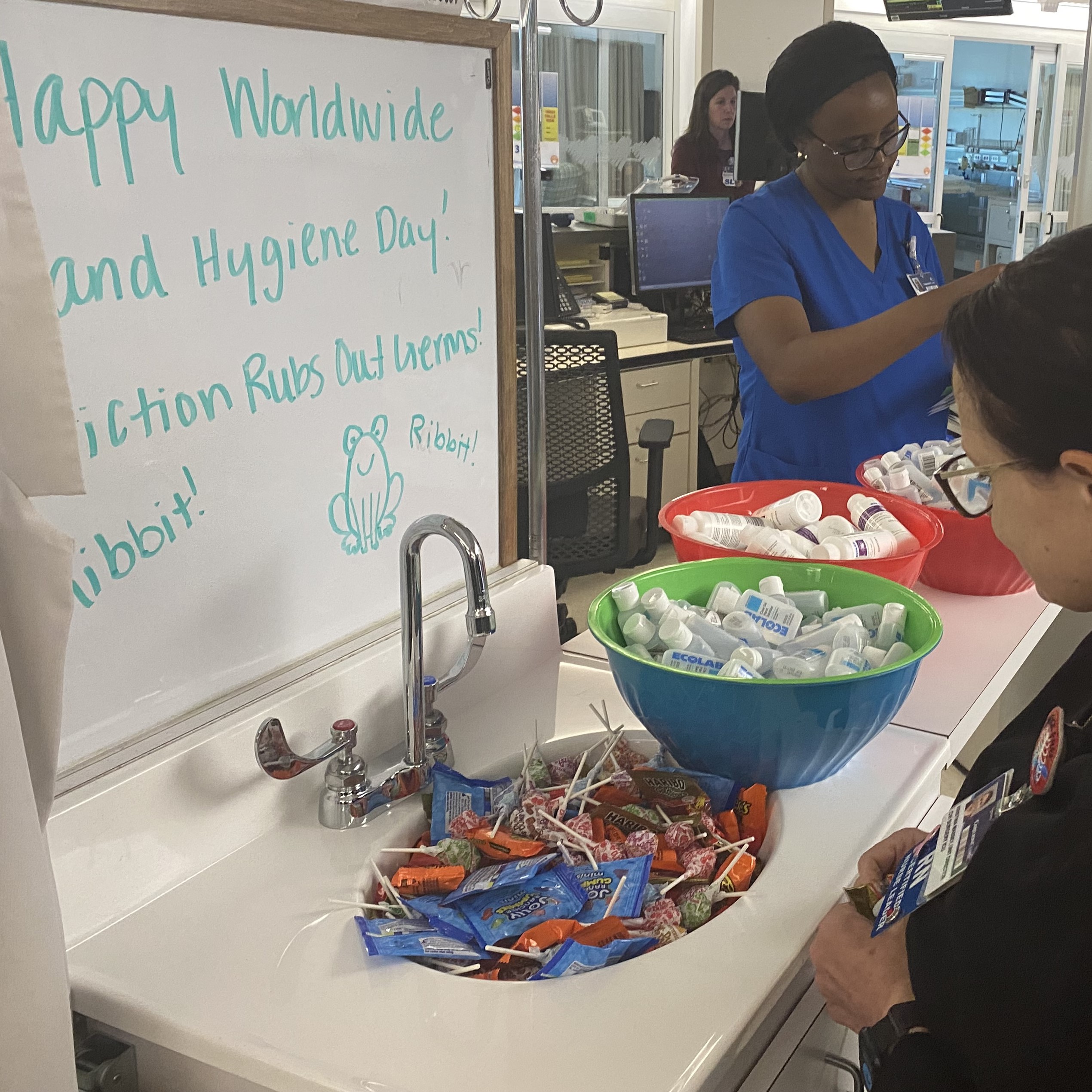 Sink cart team used to hand out candy, sanitizer, lotion and prizes
