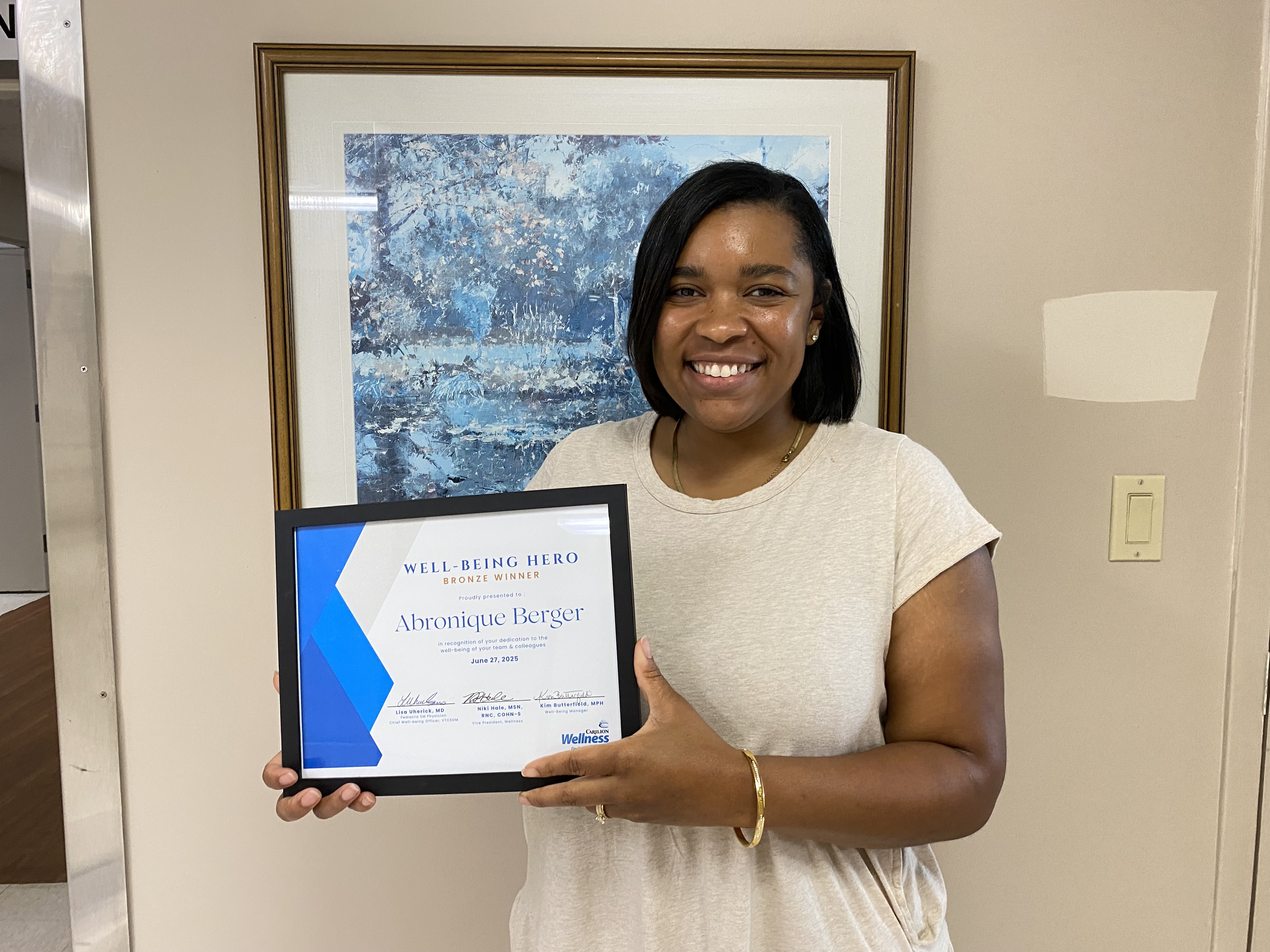 Well-being Hero recipient Abronique Berger
