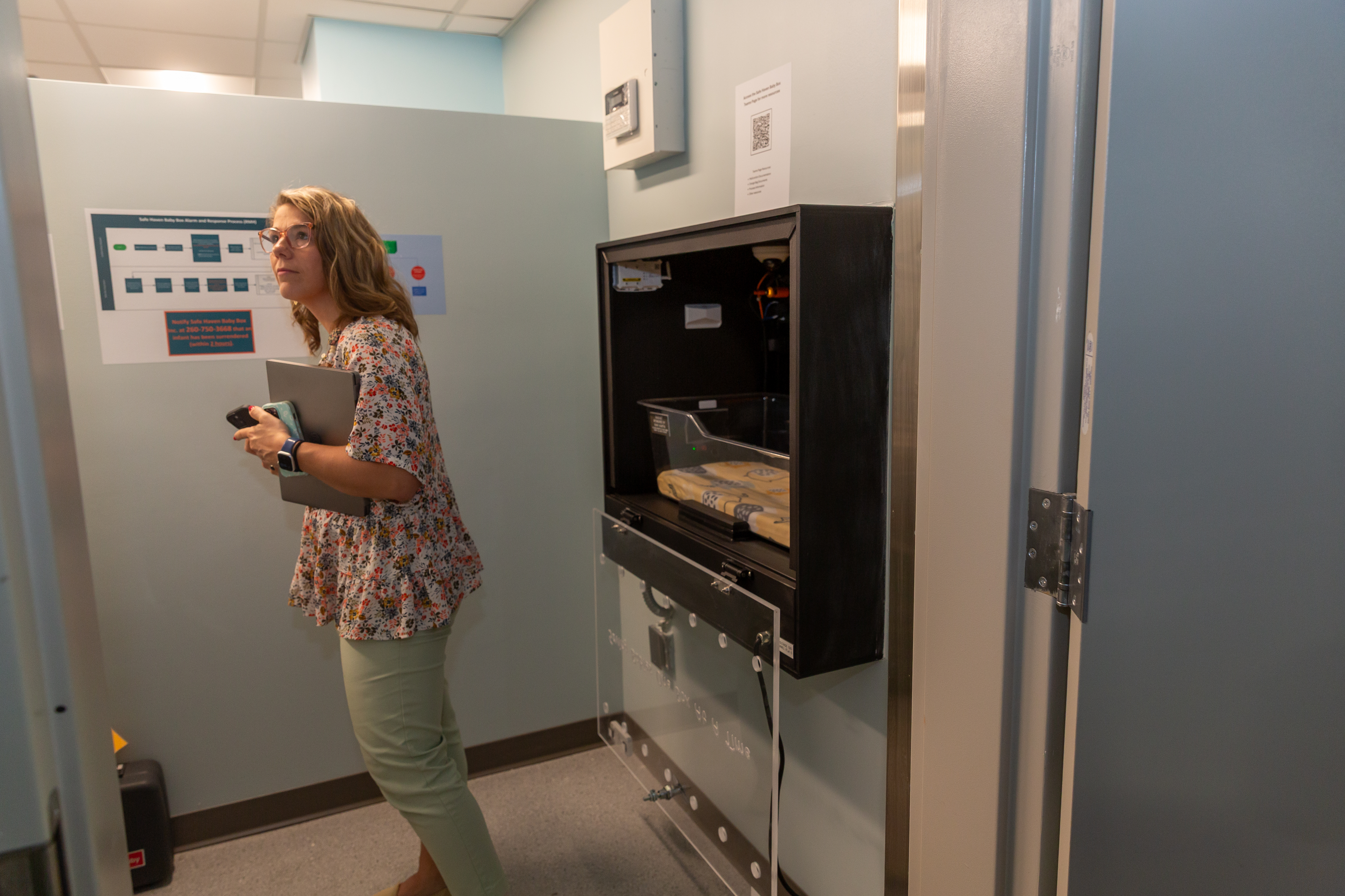 Within about 2 minutes a healthcare professional retrieves the newborn and begins a health evaluation.