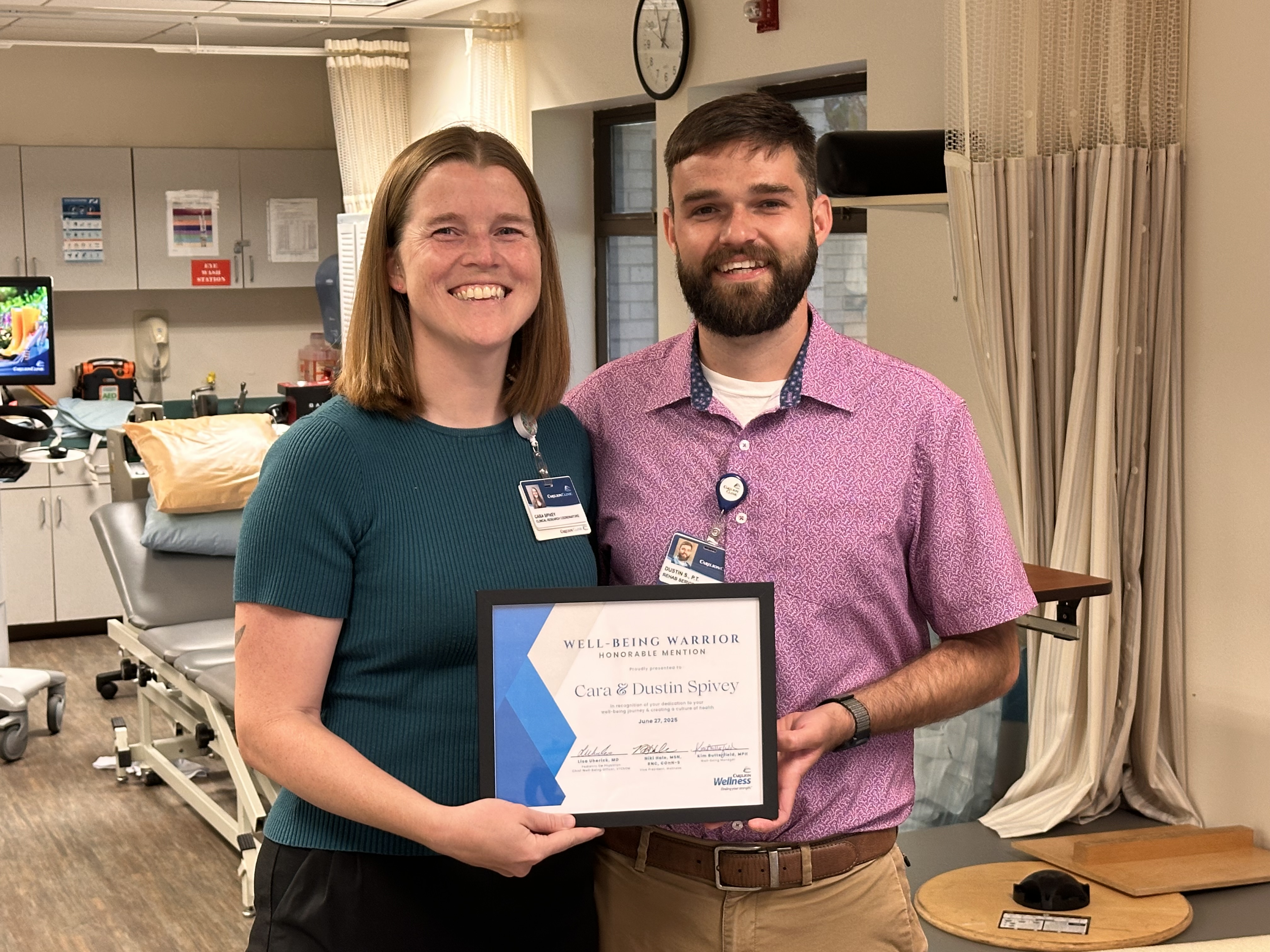 Well-being Warrior Honorable Mention recipients Cara and Dustin Spivey