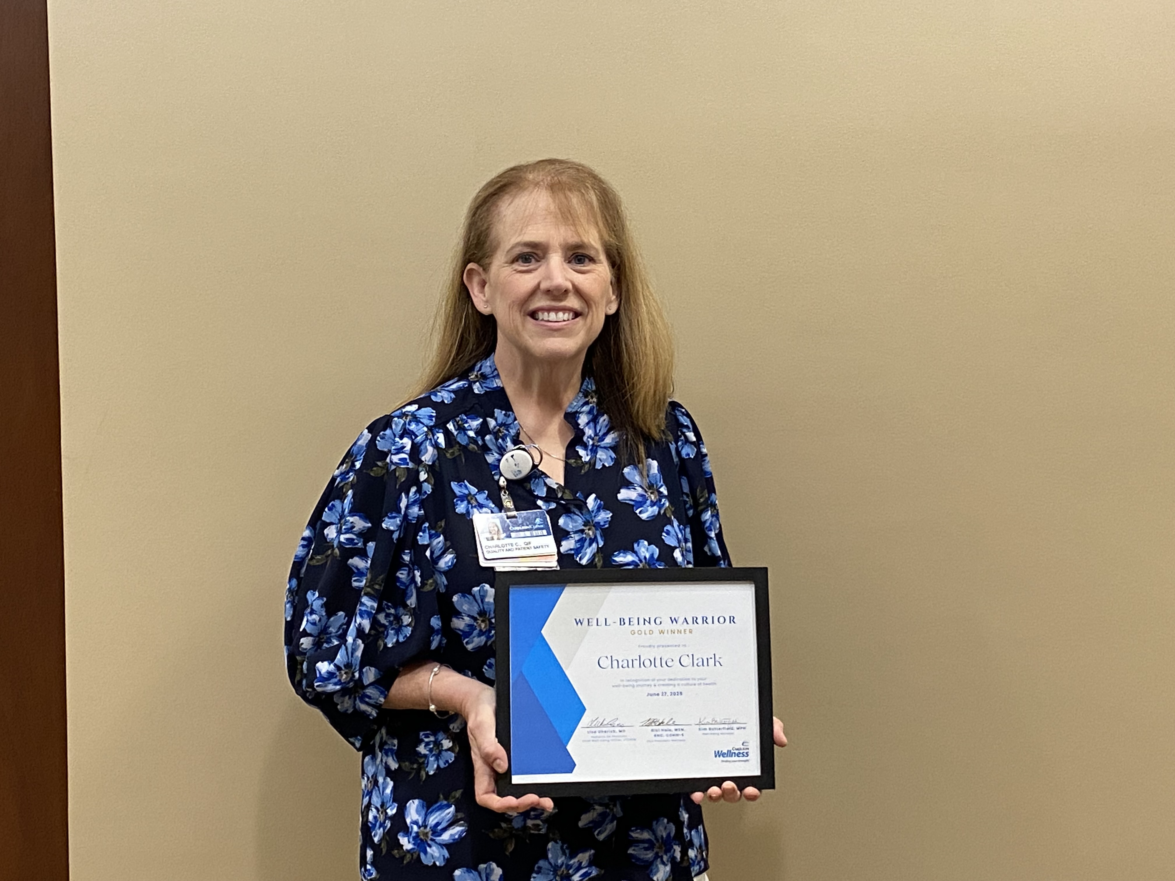 Well-being Warrior recipient Charlotte Clark