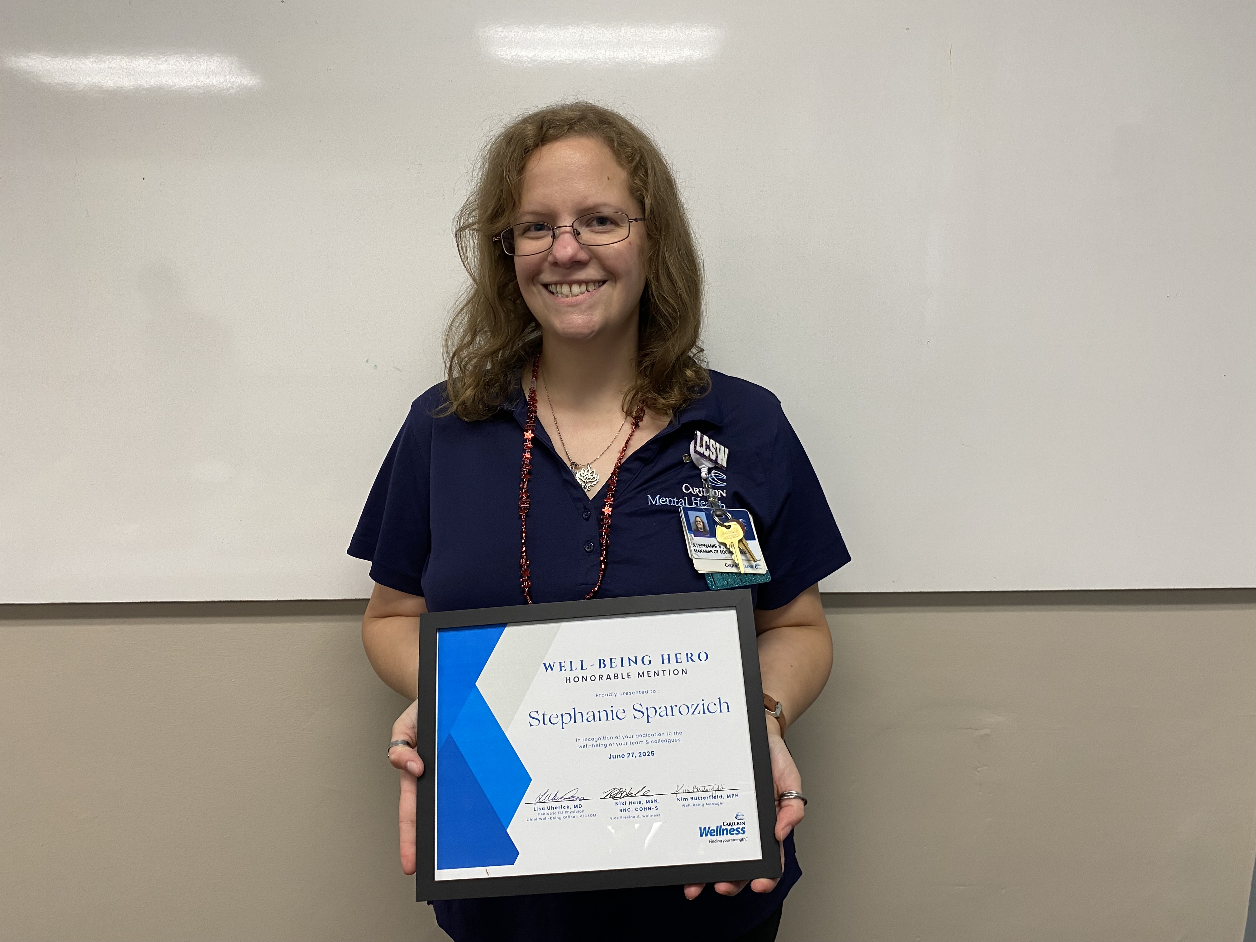 Well-being Hero honorable mention Stephanie Sparozich
