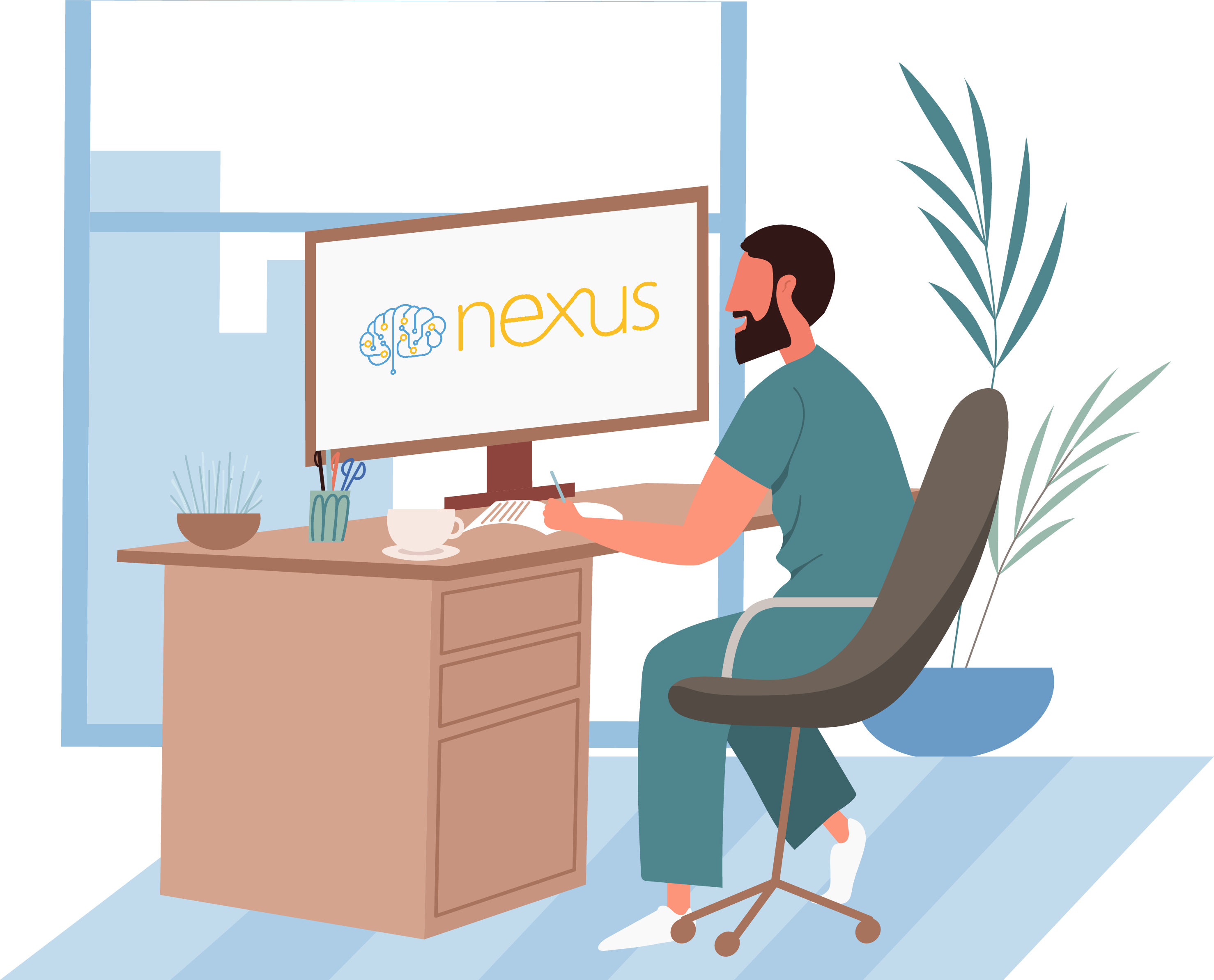 Man looking at Nexus training on computer