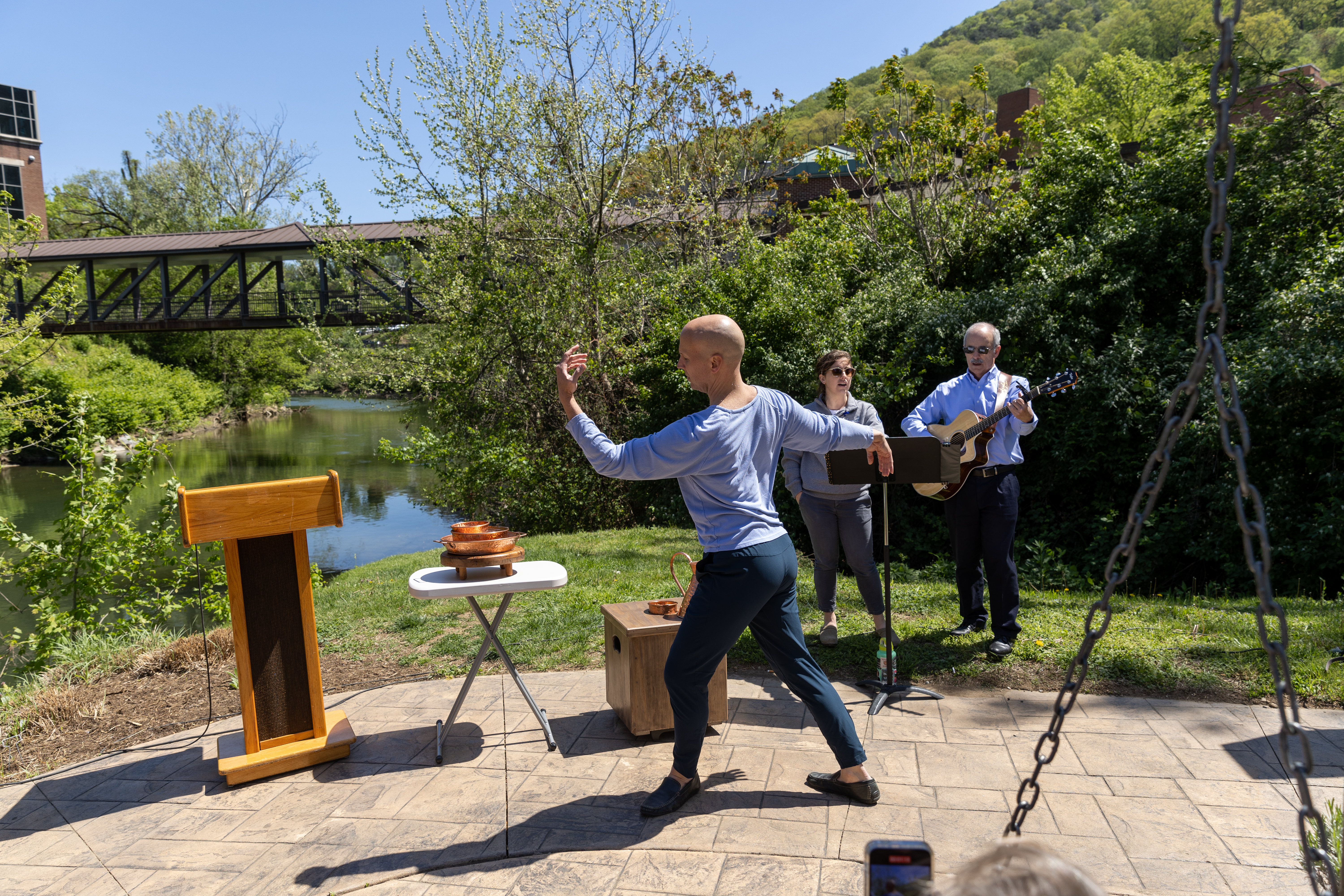 Artist-in-residence Pedro Szalay performs at the Burden Boat Ceremony