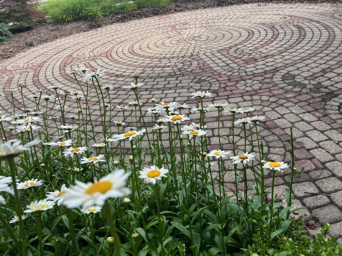 The labyrinth at the Riverside Center parking deck