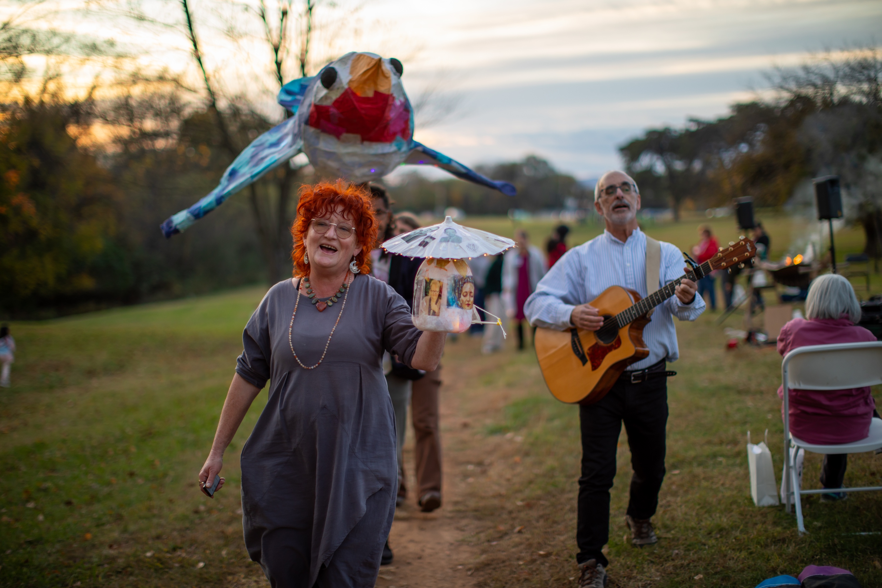 Project artist Jane Gabrielle and Dan Keeley lead lantern processional
