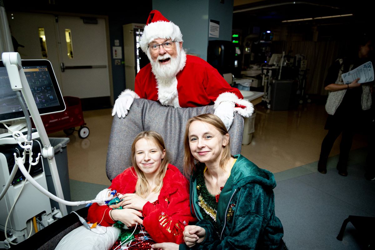 Santa visits with family