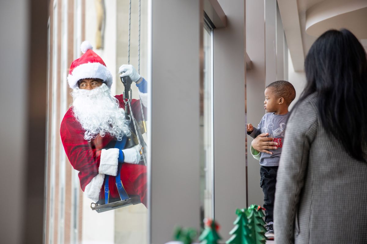Santa outside of window