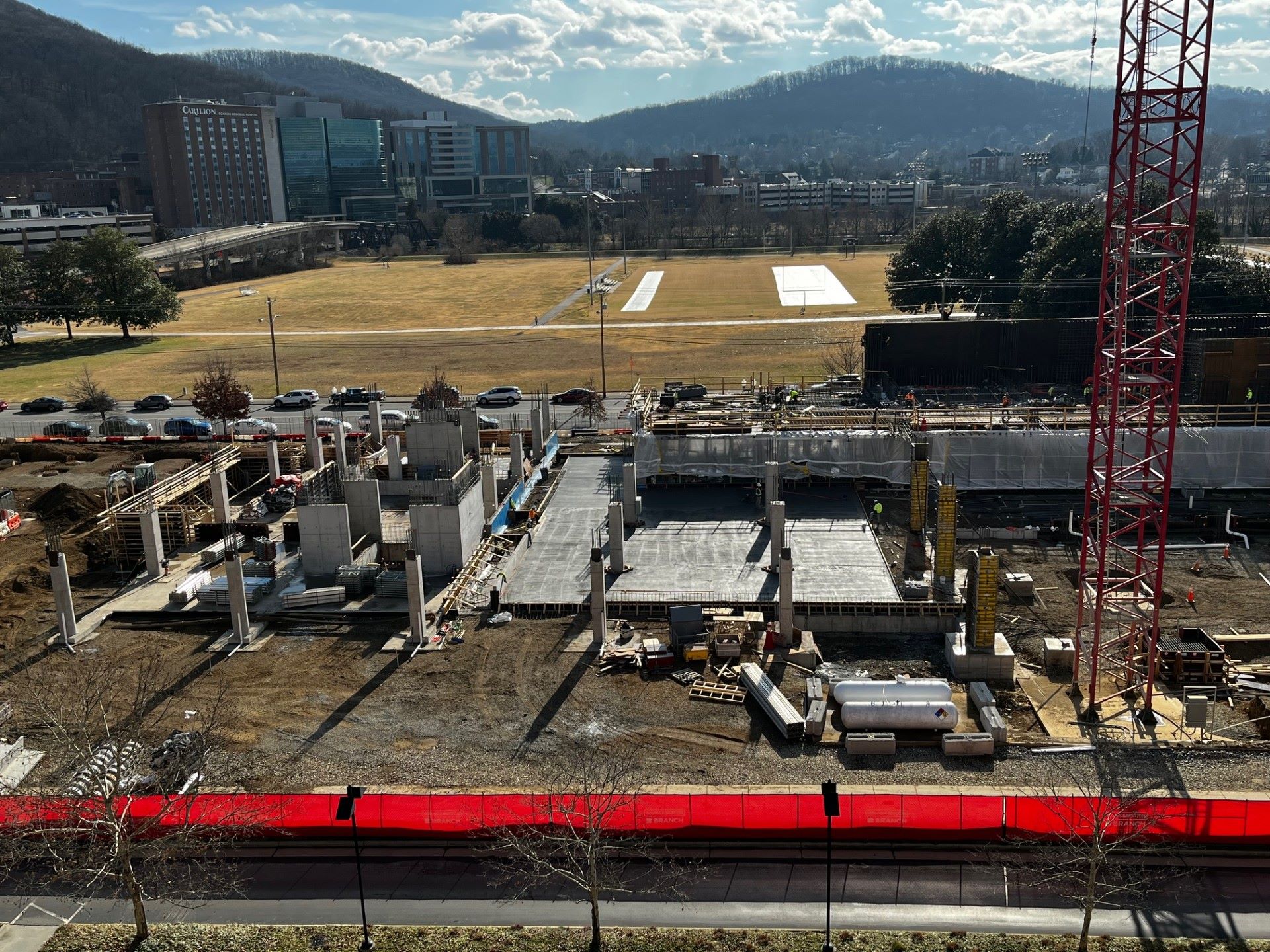 Construction at the future Carilion Taubman Cancer Center