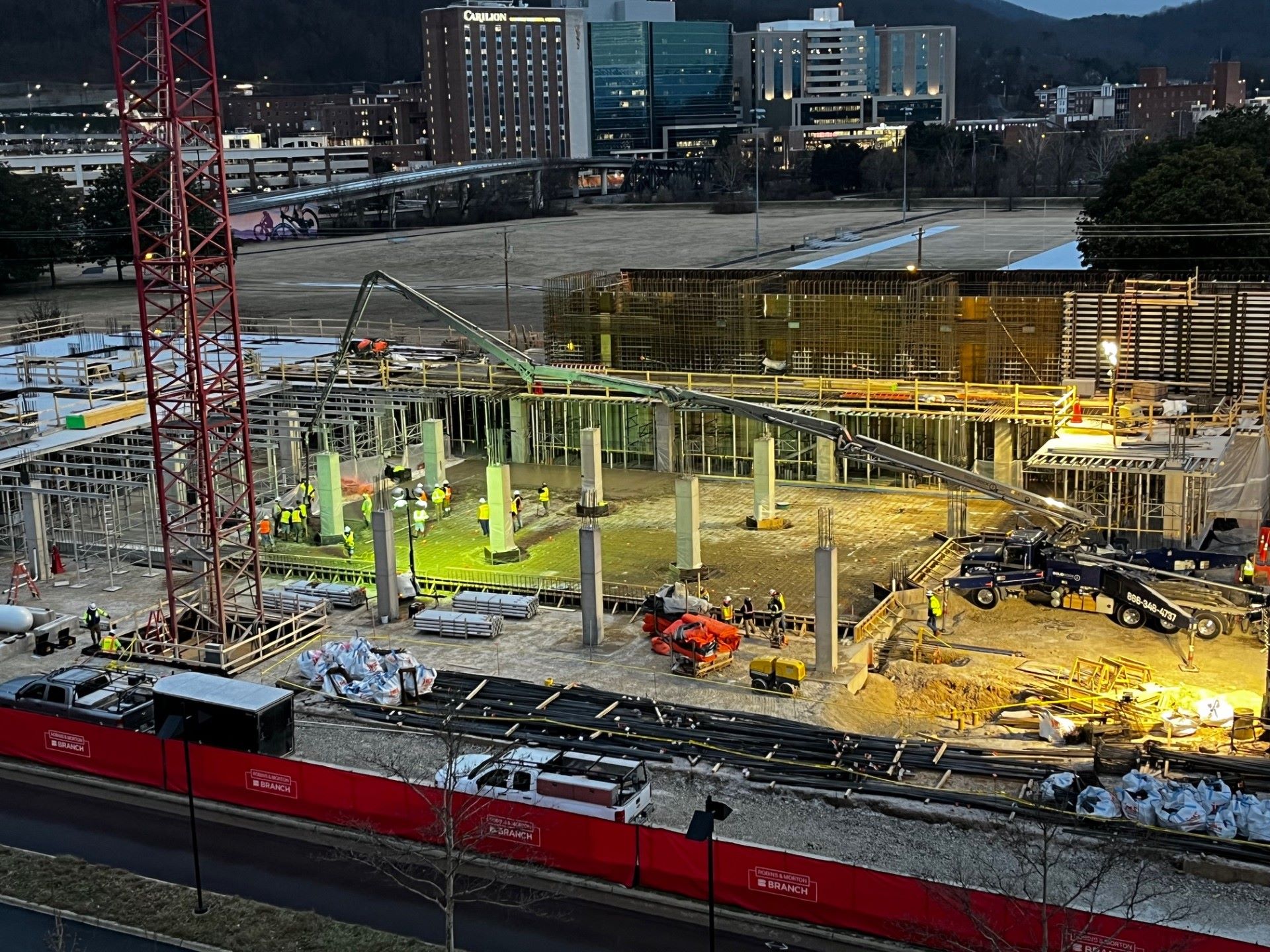 Construction at the future Carilion Taubman Cancer Center