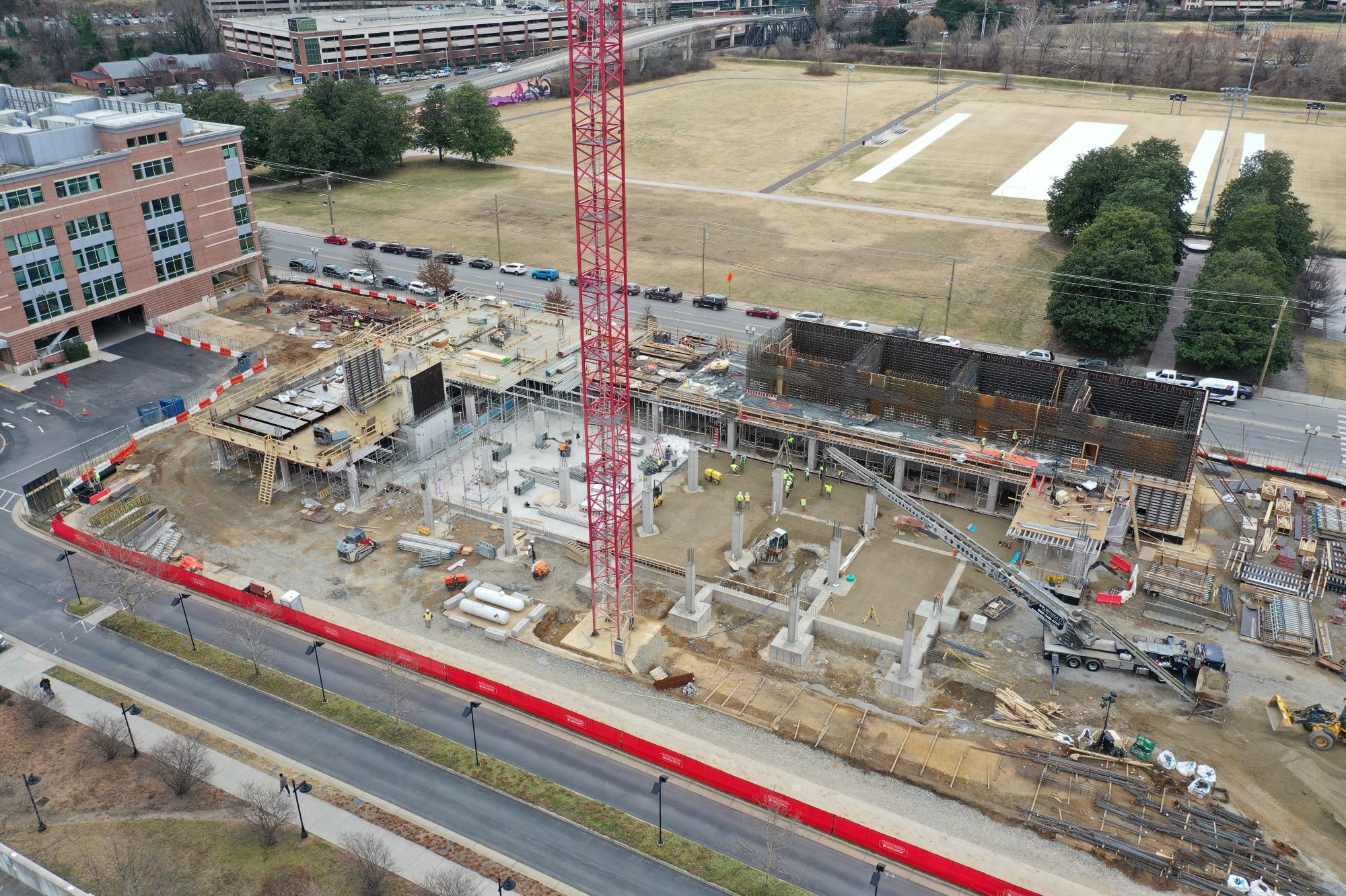 Construction at the future Carilion Taubman Cancer Center