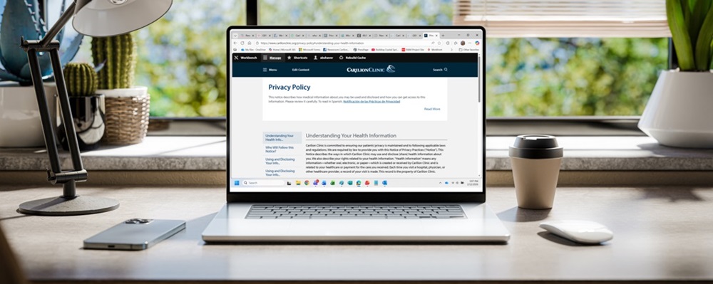 Notice of Privacy Practices displayed on a computer screen