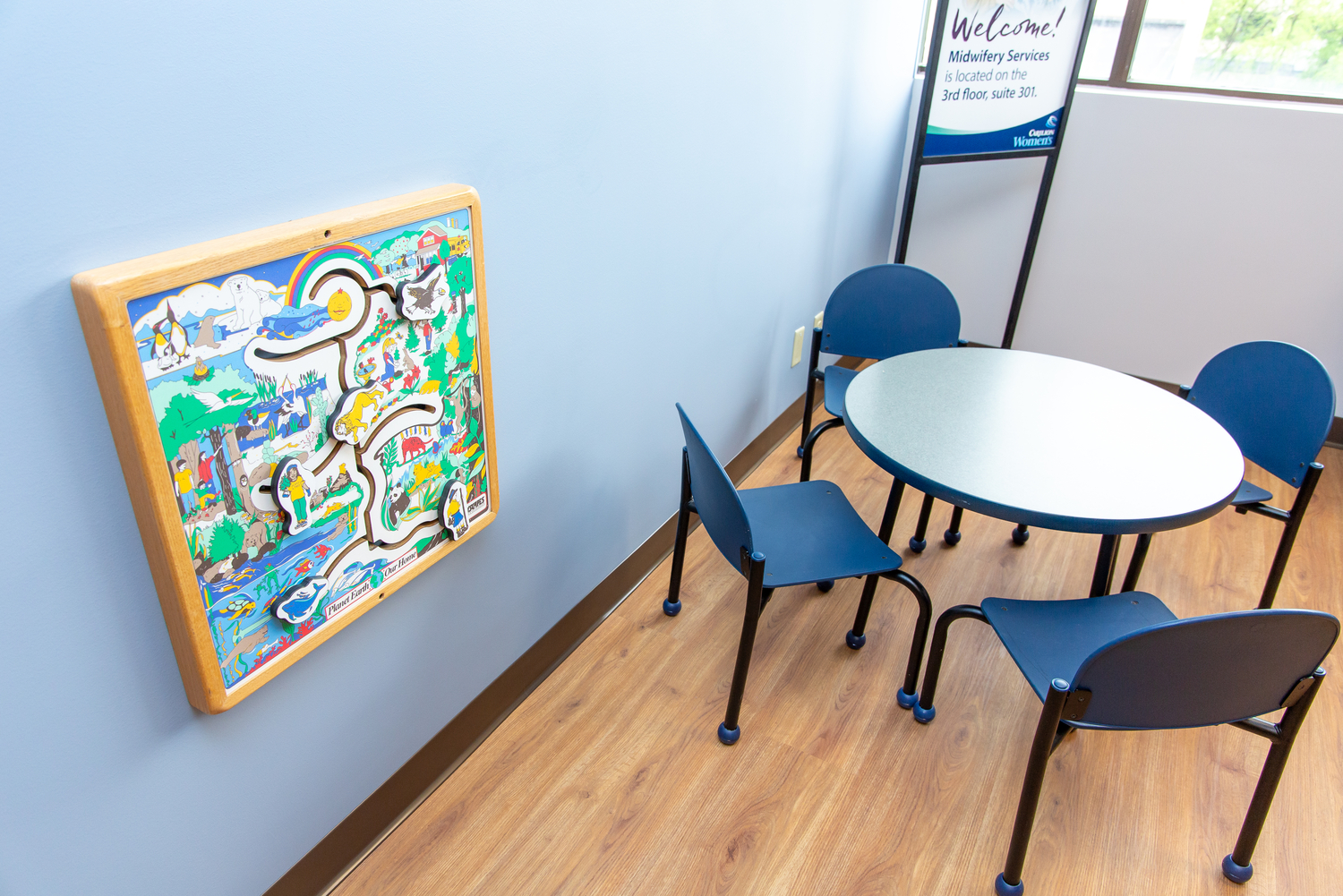 The children's waiting area in the new space