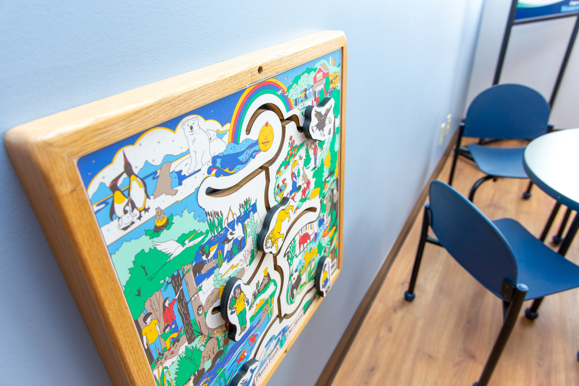 A closer view of art in the children's waiting area