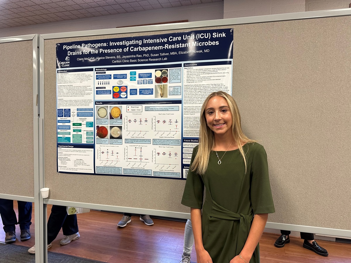 Patrick High School senior Claire McCahill stands in front of her project.