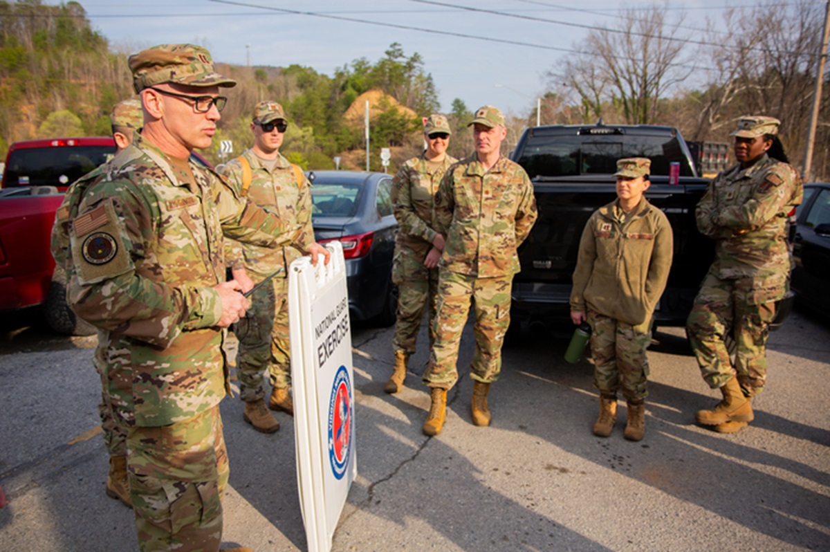 Capt. Pearce Beissinger orients participants to the exercise.