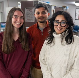 Our biodesign fellows, from left, Sarah Scheerer, Ridi Barua, and Mahrukh Siddiqui.