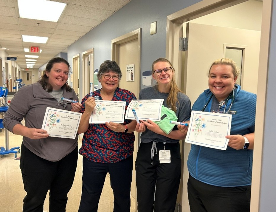 Appreciation Certificates and mints for CommitMINT at Carilion Family Medicine - Roanoke Salem