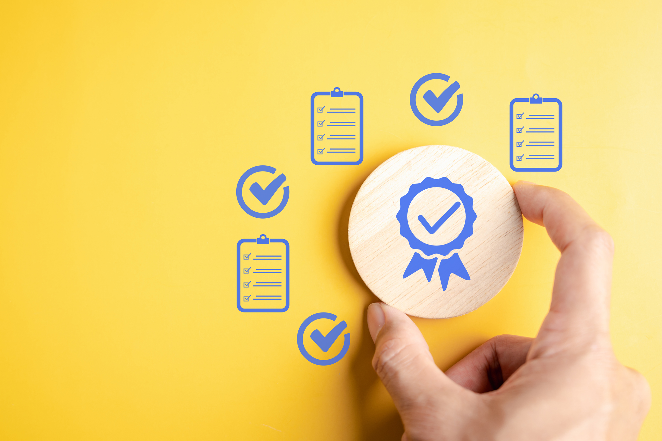 yellow background with checklist icons