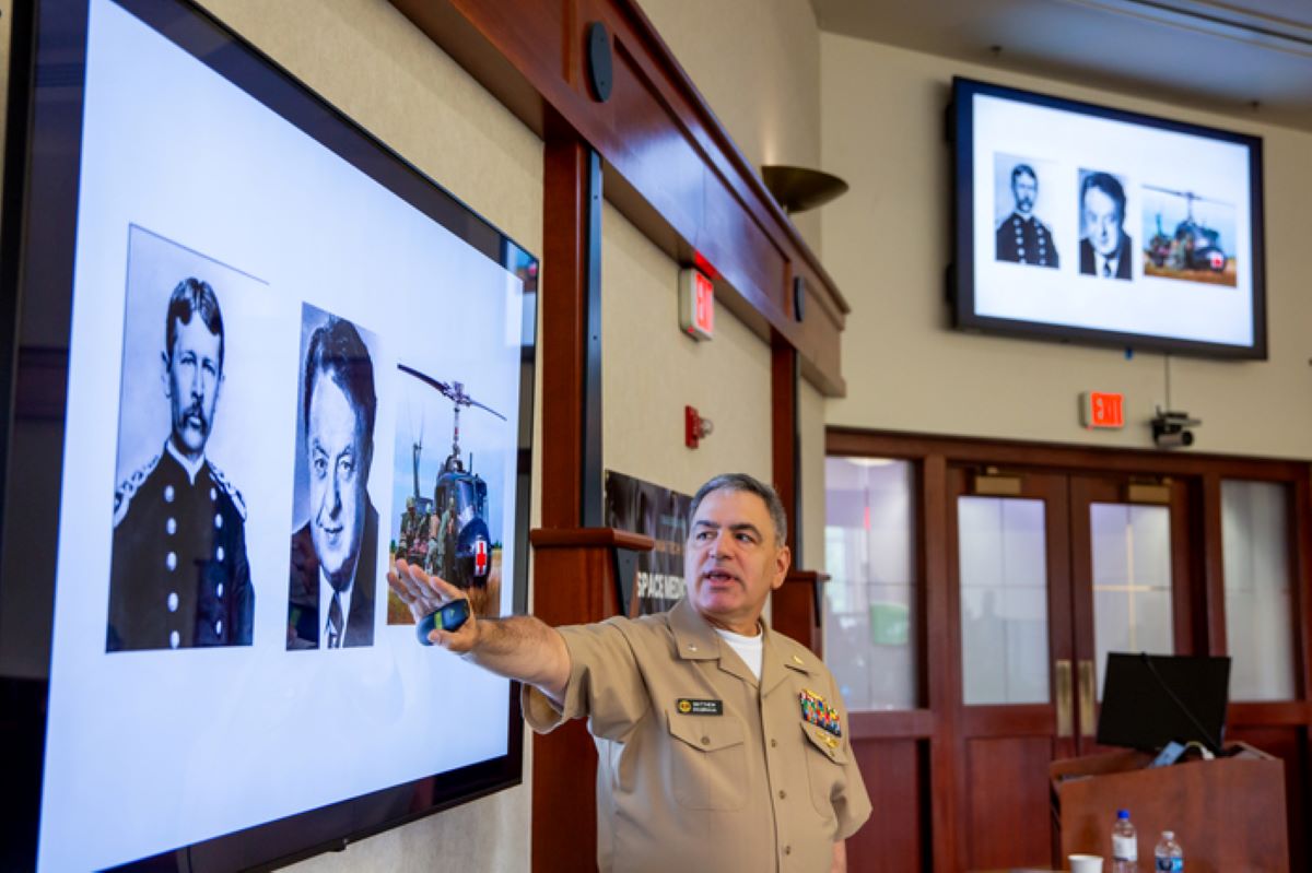 Cmdr. Matthew Doubrava, MD, U.S. Navy flight surgeon and preventive medicine physician, provided historical context for common practices and terms in use today. 