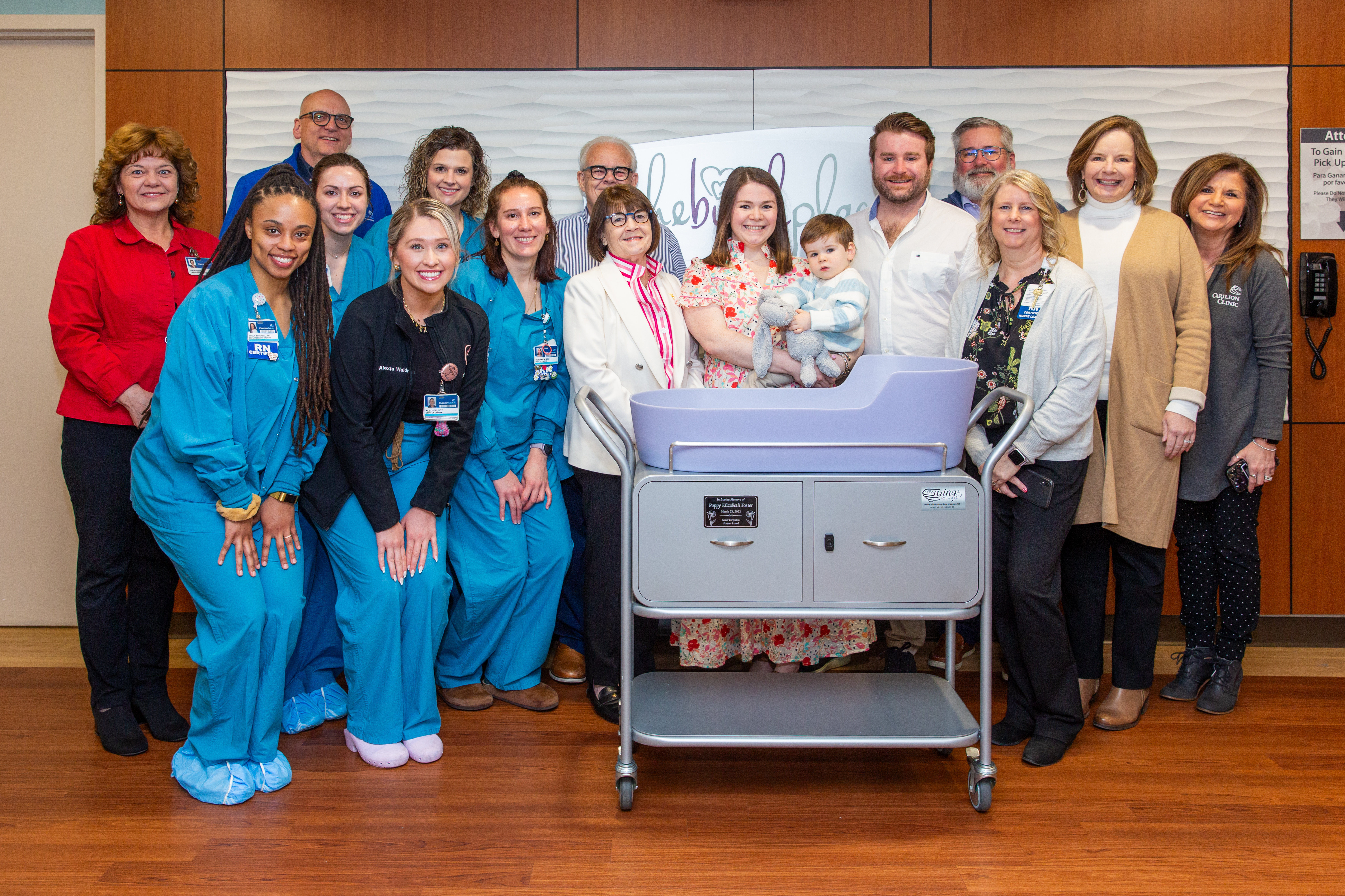 Megan Foster, Mac, Lincoln, and nurses from Labor and Delivery.