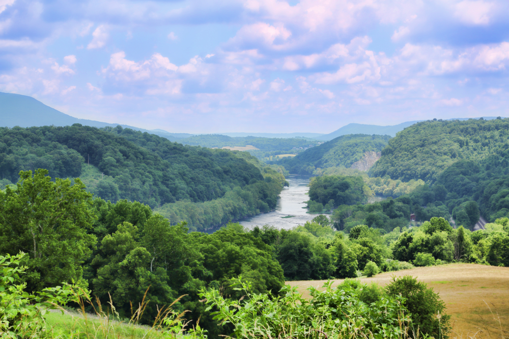 the New River and mountains