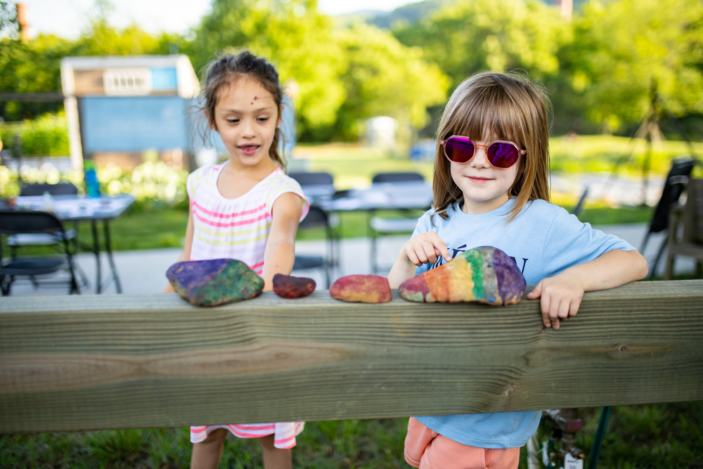 Children at Community Night painted rocks in May