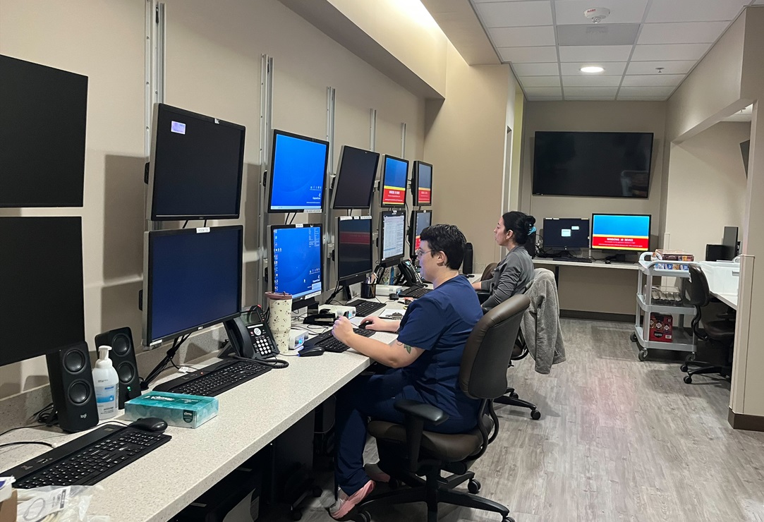 A work area on the unit