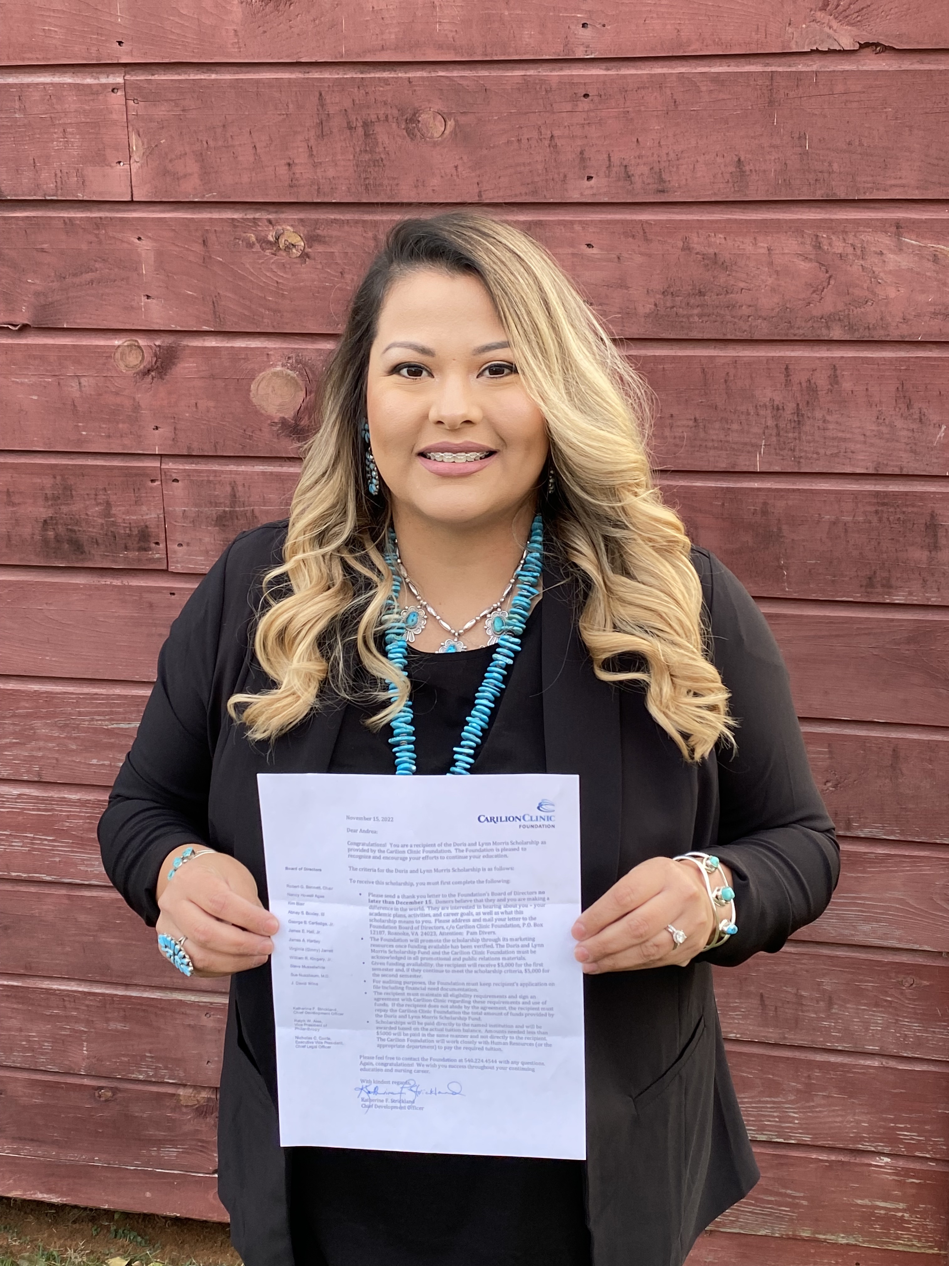 Andrea Gee with letter pic