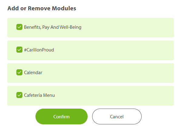 Add or Remove Modules Screen