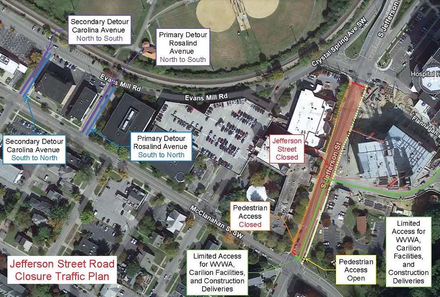 detour route around front of CRMH