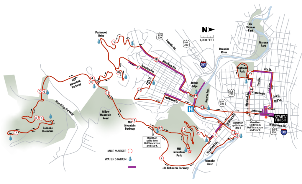 Blue Ridge Marathon route